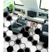 White And Black Mosaic Hexagon Self-adhesive Bathroom Waterproof Wall Tile Floor Stickers